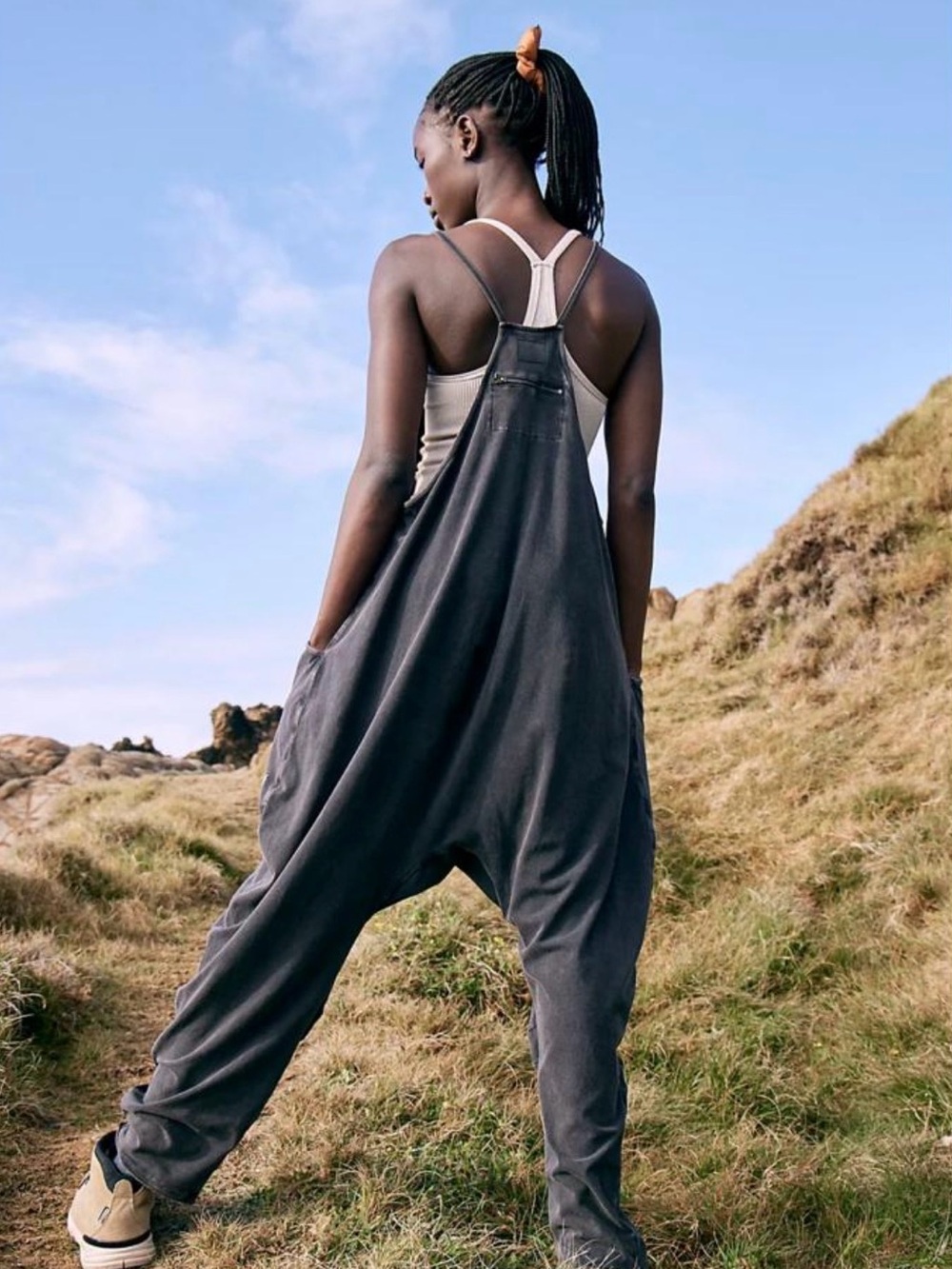 FP Movement by Free People Hot Shot Onesie OVERSIZED Jumpsuit in Washed Black - Picture 2 of 10